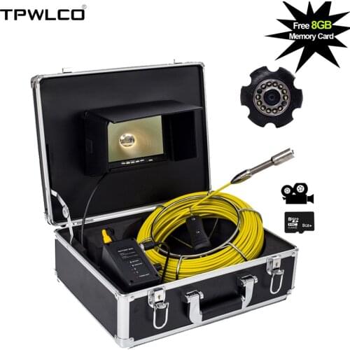 7 Inch 23mm Drain Sewer Pipeline Snake Endoscope Camera System Used For Underground Pipe Inspection With DVR Function 12pcs LED