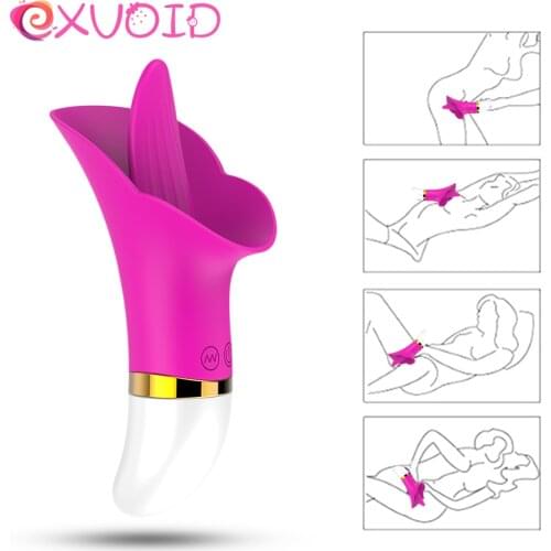 EXVOID Oral Licking 12 Frequency Tongue Vibrator G-spot Massager Sex Toys for Women Female Masturbator Sucking Vibrator