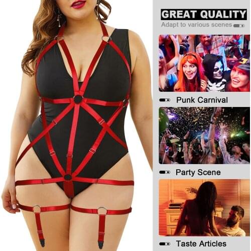 Plus Size Couples Flirting Bdsm Erotic Lingerie Sexy Full Body Elastic Harness Thigh Straps For Fat Plump Goth Stockings Garter