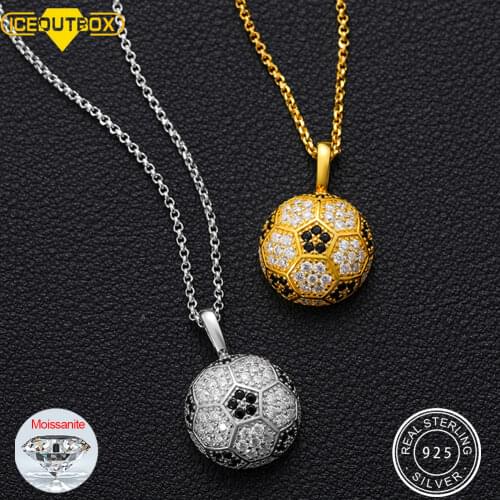 Exquisite Sport Football Pendant Necklace 925 Sterling Silver With Moissanite Diamond Iced Out Fine Jewelry Accept Dropshipping