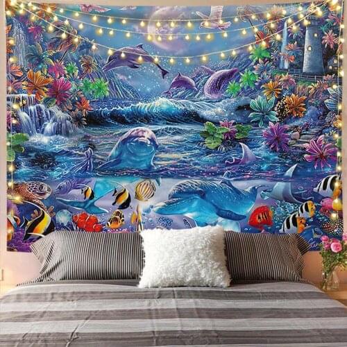 Plus Cashmere 3D Digital Printing Polyester Tapestry Cartoon Series Wall Hanging Bedroom Decoration Background Cloth