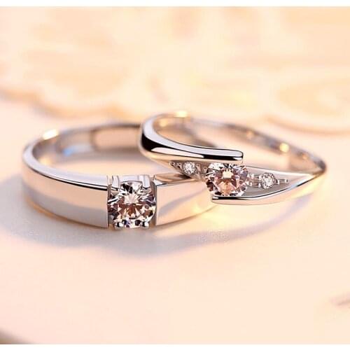 Trendy Couple Real 925 Sterling Silver Ring Men and Women Engagement Wedding Party Luxury Exquisite Elegant Cute Classic Jewelry