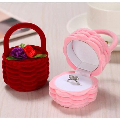 Romantic Marriage Ring Box Accessories Flower Basket Jewelry Storage Box Stud Earrings Jewelry Box