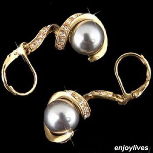 Hot sale new Style >>>>Black Shell Pearl Crystal Yellow stone Snake S Pendant & Earrings