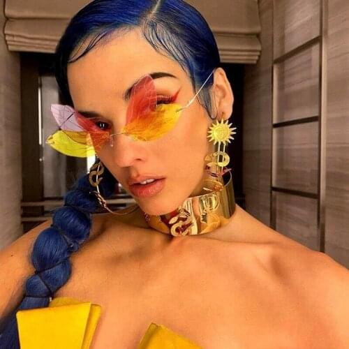 Fashion Rimless Dragonfly Wing Sunglasses Women Vintage Clear Ocean Lens Eyewear Men Pink Yellow Sun Glasses Shades UV400