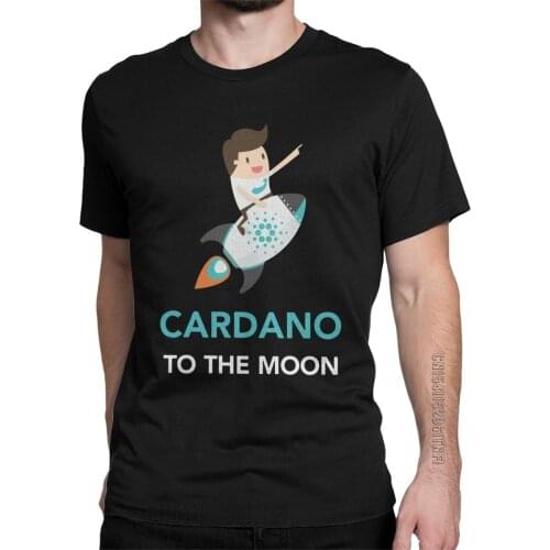 Cardano Coin To The Moon T Shirts Mens Cotton Vintage T-Shirt O Neck Bitcoin Crypto Tee Shirt Classic Tops 2XL 3XL
