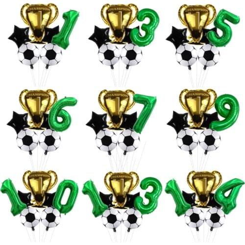 Digit Number Helium Foil Globos Football Balloons World Cup Trophy Ball Soccer Childrens Boy Birthday Party Decorations Kids