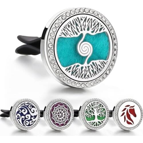 New Aromatherapy Jewelry Diffuser Locket Pendant Car Perfume Diffuser DIY Tree of Life 30mm Magnetic Car Air Freshener Vent Clip