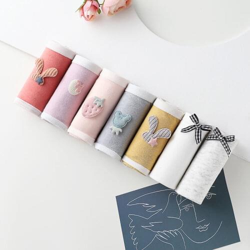 7pcs/Lot New Arrived Young Girls Panties Cotton Shorts Underpants Panty Intimates Cute Lingeries Female Briefs Calcinha