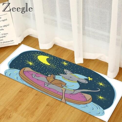 Zeegle New Year Rechangle Kitchen Carpet Anti-slip Hallway Floor Mat Kids Room Play Rug Table Floor Mat Absorbent Kitchen Rug