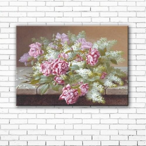 Pastoral pink flower branch scenery canvas printings oil painting printed on canvas home living room wall art decoration picture