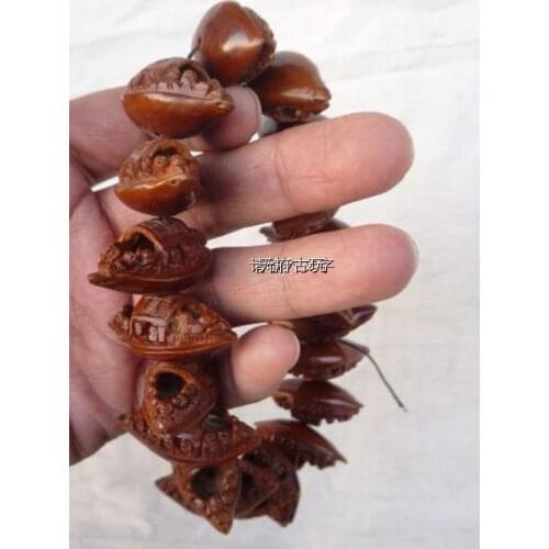 Rare old olive core bracelet/ bracelet ,carving 20 boats,fine design, free shipping