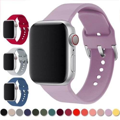 Strap For Apple Watch band 6 5 4 bands 38mm 42mm Sport Silicone Bracelet correa For iWatch series 5 4 44mm 40mm Rubber Watchband