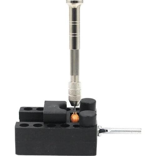 Handmade Steel Hand Twist Drill Silver Color Plastic Manual Punch Beads Hole Base Holder Black DIY Making Jewelry Tools