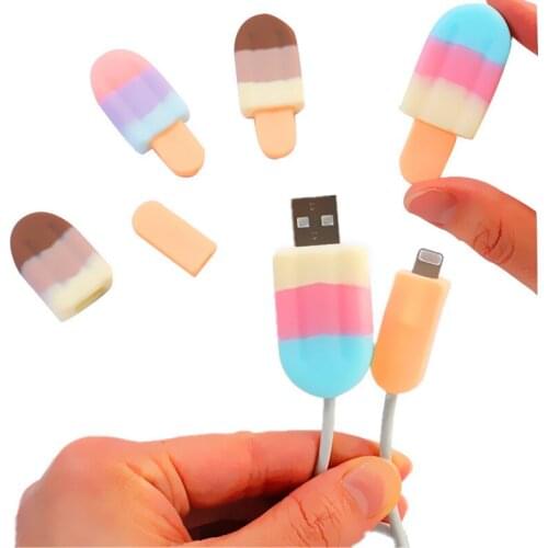SIANCS Cute Ice Cream USB Cable Protector For iphone5/6/6plus X Cable Sleeve Colourful Data Line Charging Cable Protection Cover