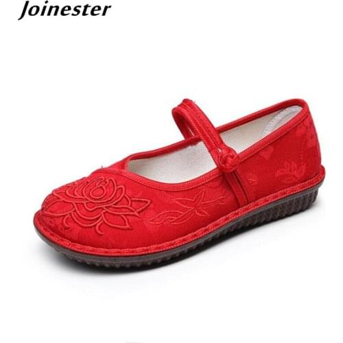 Ankle Strap Summer Shoes for Women Retro Embroidered Fabric Pumps Ladies Ethnic Casual Sandals обувь для женщин летняя Mom Shoe