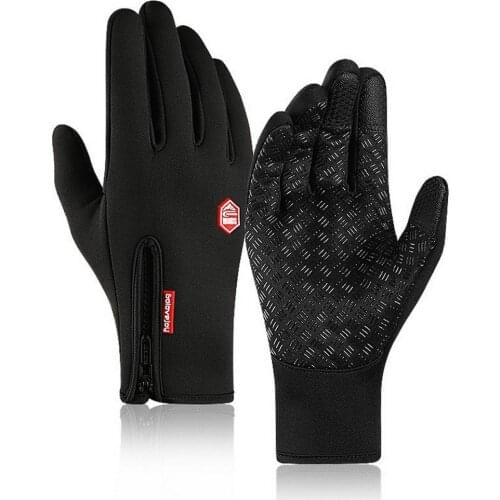 Windproof Cycling Gloves Touch Screen Riding MTB Bike Gloves Thermal Warm Zipper Velvet Thickening Sports Winter Autumn Gloves