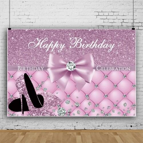 Bow Girls Like Glittery High Heels Portrait Backdrop Party Decor Happy Birthday Party Background Vinyl Photocall Banner Props