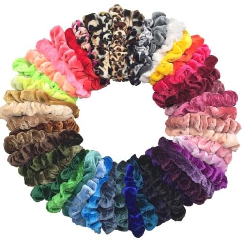 Vintage Velvet Leopard Scrunchies Set Elastic Hair Bands Headband Ponytail Holder Ties Rope Hair Accessories 10/24/30/50pcs