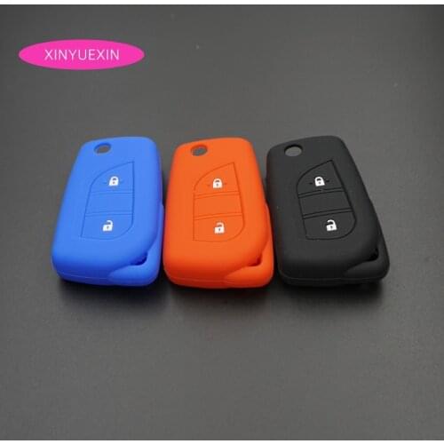 Xinyuexin for Toyota Highlander Camry RAV4 Silicone Car Key Cover Case Fob Flip Remote Key Case for Car 2Buttons Car Styling