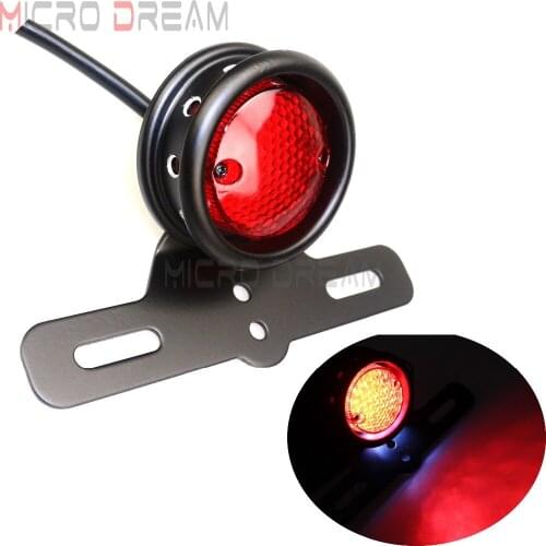 12v Retro Motorcycle led License Plate Mount Brake Tail Light Scrambler Rear Stop Taillight For Chopper Bobber Custom Harley