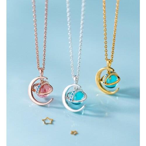 Chains Necklaces Pendants Crescent Fashion 925 Sterling Silver Necklace For Women Fine Jewelry Wedding Gifts