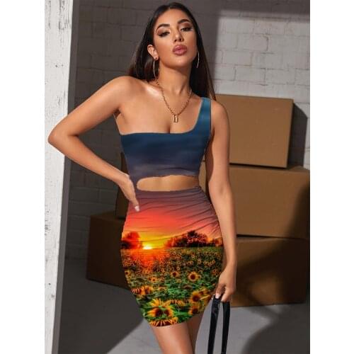 Giyu Brand Sunflower Dresses Women Cloud Pleating Romantic Vestido Sexy Sun Halter Sleeveless Womens Clothing Mini Evening Beach