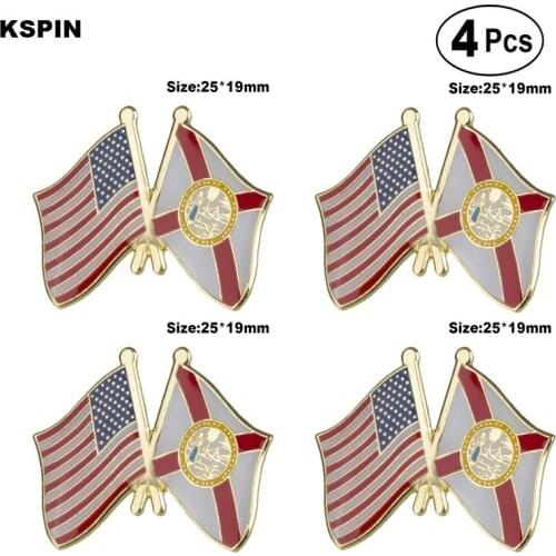 U.S.A & Florida Friendship Flag Pin Lapel Pin Badge Brooch Icons 4pcs
