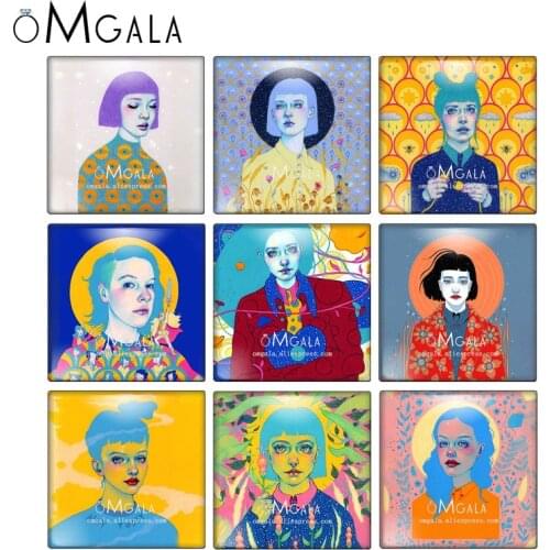 Fashion Abstract Girls Art Paintings Illustration 10pcs 12mm/20mm/25mm/30mm photo glass cabochon demo flat back Making findings