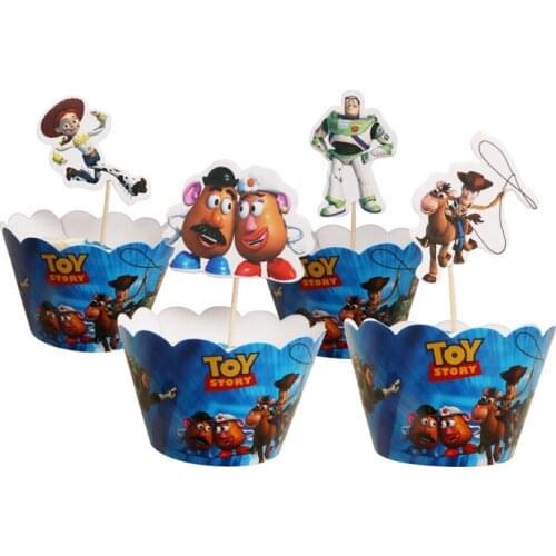 Disney Toy Story Mickey Minnie Mouse Cake Decor 12pcs Cupcake Wrapper Topper Baby Shower Kids Birthday Party Supplies