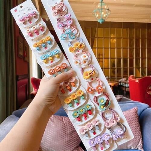 30PC Sweet Daisy Multicolor Side Duck Mouth Girls Barrettes Hair Circle lovely Flower Baby Hair Rope HeadWear