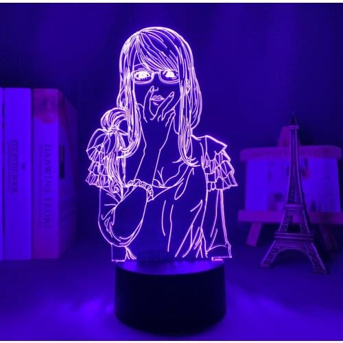 Rize Kamishiro Tokyo Ghoul 3d Lamp Anime for Bedroom Decor Nightlight Cool Birthday Gift Led Night Light Tokyo Ghoul Rize