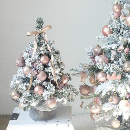 50CM Korean Desktop Pink Blue White Snowflake Small Christmas Tree DIY Material Pack Set Christmas Decoration