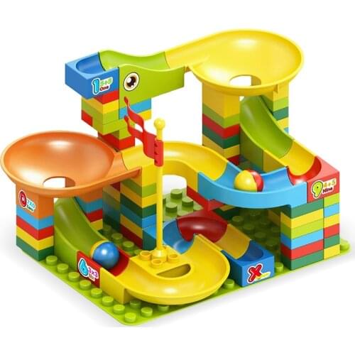 65 / 88 /100 Pcs Marble Run Race Track Building Blocks Big Blocks Compatible for Lego Funnel Slide Block Brick Toy For Kids Gift