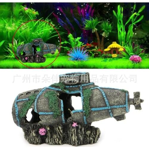 Aquarium Fish Tank Decorative Landscaping Tropical Fish Tank Landscape Resin Hollow Multi-Hole Submarine Fish and Shrimp House