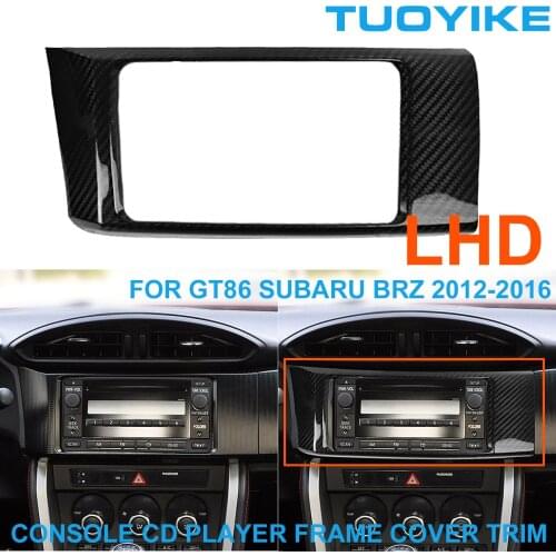 LHD Car Styling Real Carbon Fiber Console Central CD Player Cover Trim Panel Frame Sticker For Toyota GT86 Subaru BRZ 2012-2016