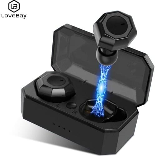 LOVEBAY Bluetooth 5.0 i3 True Wireless Headphone Mini Rechargeable Smart-Touch Noise Reduction Earphone Portable Audio