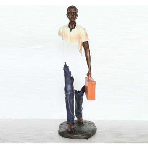 Bronze Travelling Man Statue Modern Abstract Male Sculpture Art High End Home Decoration Birthday Gift