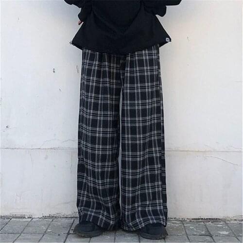Casual Plaid Pants Summer For Girl Harajuku Pants Japan Mori Girl Cool Print Harem Trousers Fashion Straight Hip Hop Pants Women