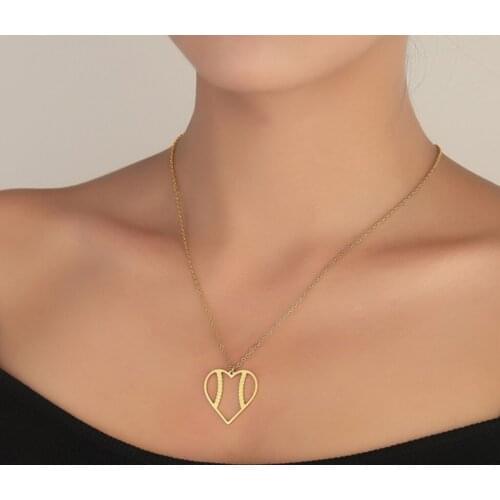 Stainless Steel Love Basketball Heart Pendant Necklaces Simple Heart Choker Statement Link Chain Jewelry for Basketball Fans