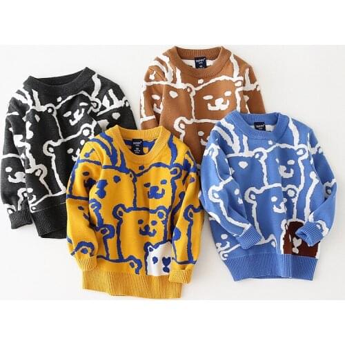 Childrens Sweater Wholesale Boys Cartoon Sweater Bottoming Knitted Coats Baby Korean Thick Autumn and Winter Sweaters Cardigan