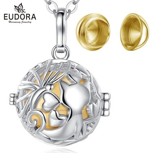 EUDORA Urn Cremation Pendant Cat Love Locket Ash Holder Keepsake Capsule Necklace Hollow Ball DIY Jewelry k371n16