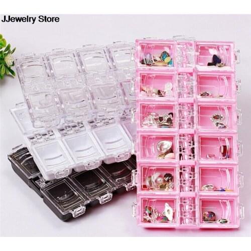 Hot 12 Slots Adjustable Transparent Jewelry Storage Box Ring Earring Drug Beads Portable Plastic Organizer Case