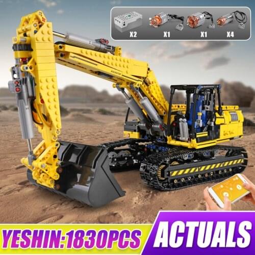 Mould King High-Tech 13112 RC Crawler Car Compatible with 8043 Motorized Excavator Truck Building Blocks Toys Christmas Gifts