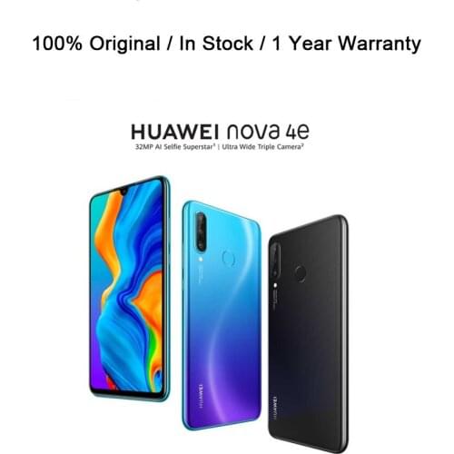Global Rom HuaWei Nova 4e P30 Lite Android Phone 6.15" Screen Android 9.0 Fingerprint 32MP+24MP Kirin 710 Multi Languages