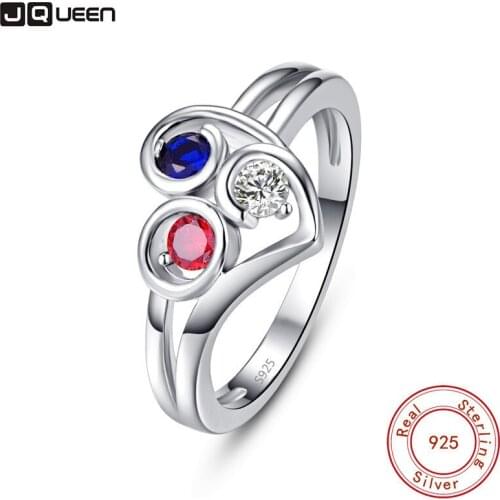 JQUEEN New Arrival Authentic Colorful Cubic Zircon Heart Shaped Finger Ring For Women Party Wedding Jewelry