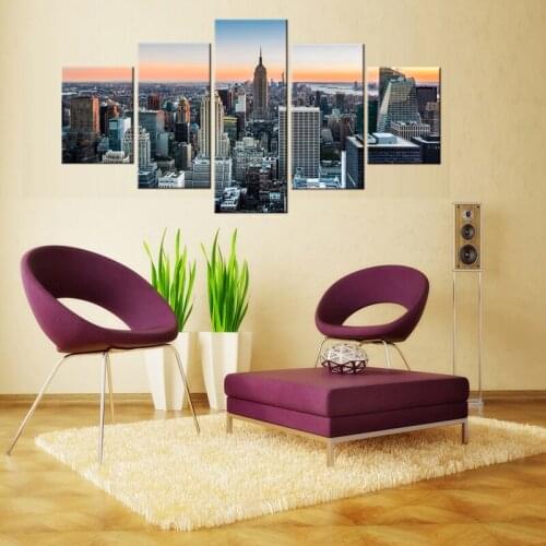 5 Pcs/Set Large Abstract City Sky Canvas Print Painting Modern Special Wall Art Picture Living Room Decor
