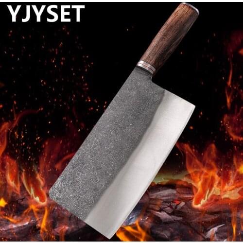 Chinese Kitchen Knives Traditional Handmade High Carbon Forged Kitchen Cleaver Wood Handle Slicing Serbian Chef Camping Knife