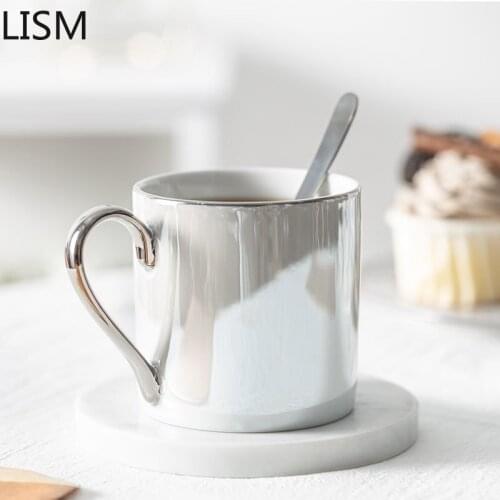 Creative Ceramic Cup Coffee Mug White Luxury Handmade Polka Pearl Ceramic Mug British Coffee Cup Birthday Gift for Wedding Cups