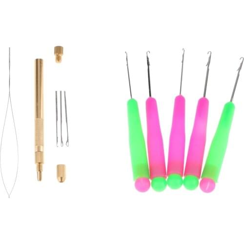 Hooking Ventilating Pulling Crochet Needles Holder Kit Set Wig Hairpieces Making Repair DIY Beauty Tools